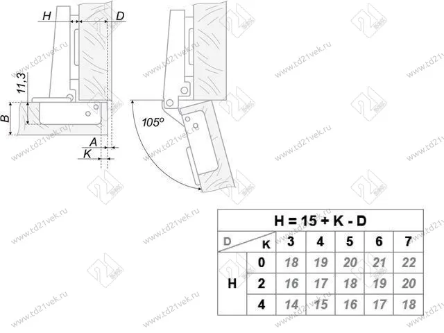 H100A02/0112 Петля Boyard 0 мм + планка H=2 <200> 2
