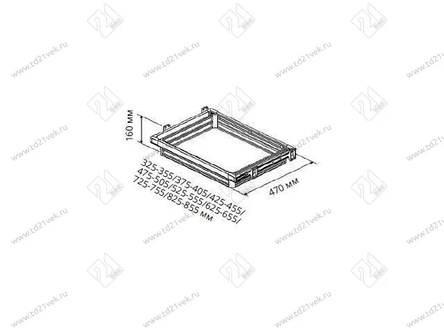 S-6222-G Корзина для одежды в базу 450 мм, (400-430х470х160 мм), серый 5