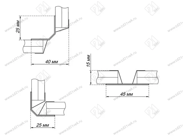 Угловое соединение универсальное, H150 мм, белый 2
