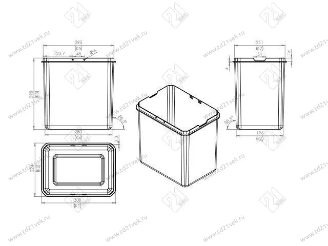 S-2532-G Система сортировки в базу 600 мм, Starax Order, 2 ведра, серый 4