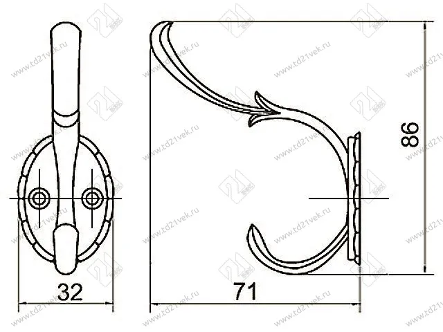 KR0110 AB Крючок античная бронза <30/180> 2
