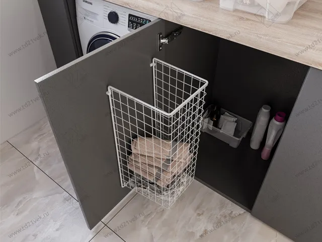 Корзина для белья в базу 300 мм, 235х435х230мм, белая, с креплением на дверцу, крепёж 4 шт. в комплекте 4