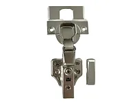 Петля вкладная 16мм (16-25мм) 48мм, рег.6-7мм, планка Н=2, 3D, CLIP-ON, 2 накладки+4 самореза, с доводчиком, никель