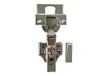 Петля полунакладная 8мм (16-25мм) 48мм, рег.6-7мм, планка Н=2, 3D, CLIP-ON, 2 накладки+4 самореза, с доводчиком, никель