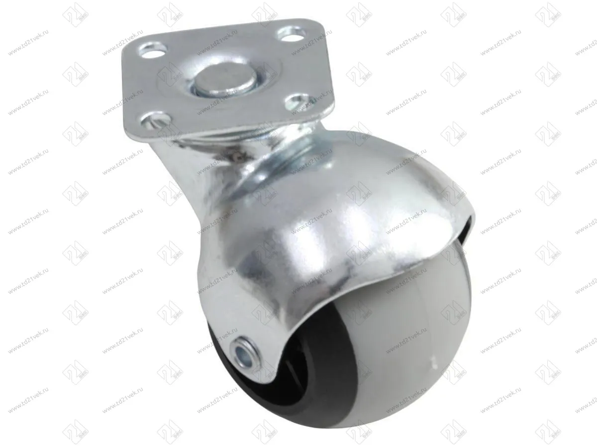 Опора колёсная поворотная d40мм, без стопора, с площадкой, серая 2