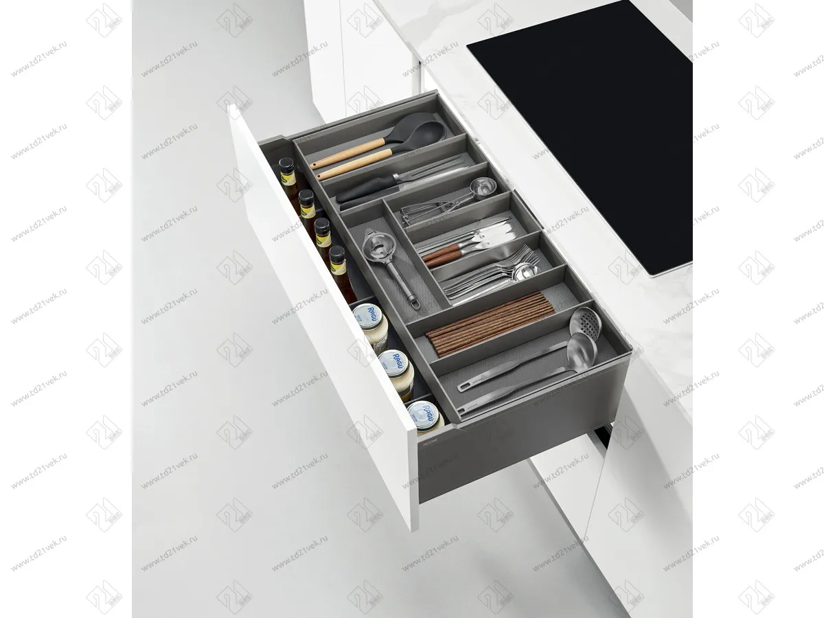 Мультиящик двойной выдвижной, в базу 600мм, 564х470х226 мм, Encanto, нагрузка 35 кг, серый 2