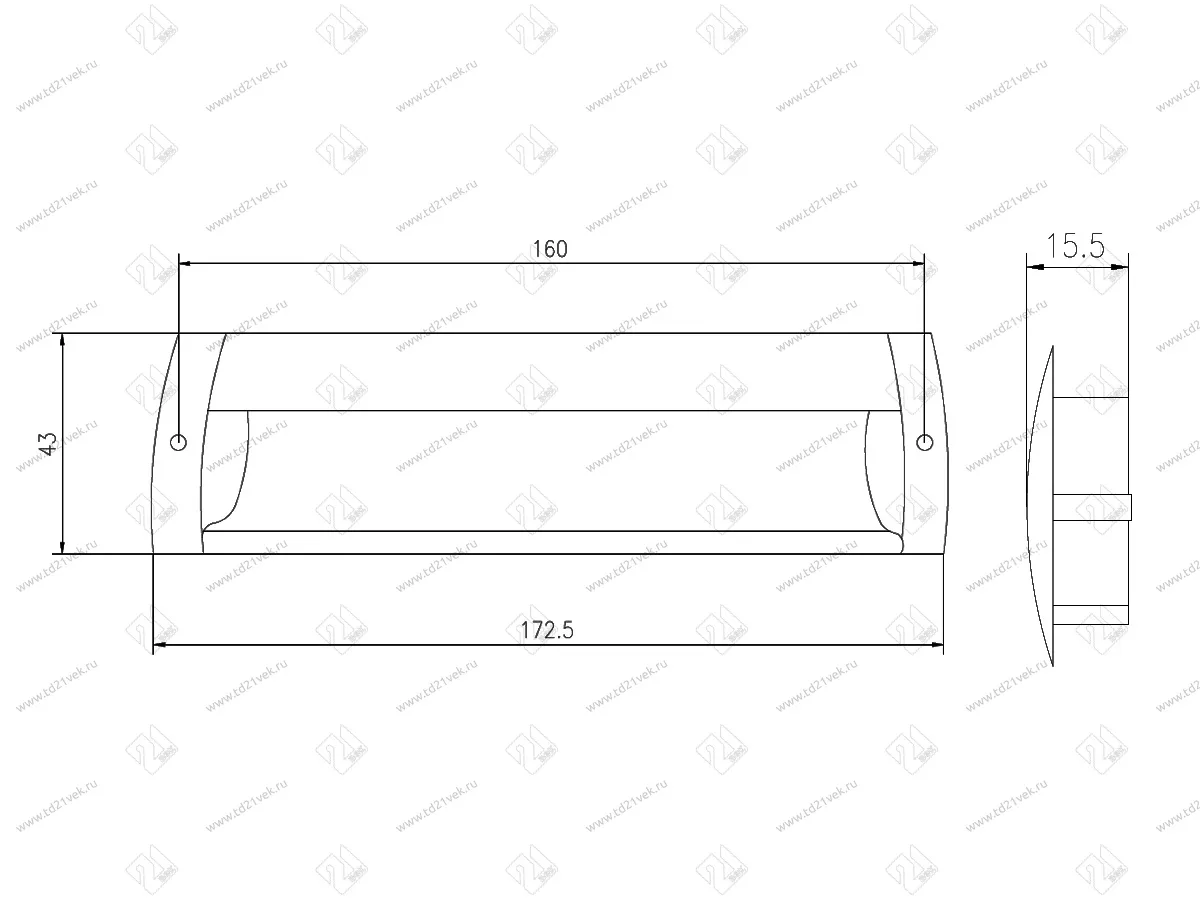Ручка-раковина 160мм (L173мм) хром/мат.хром, AL04 2