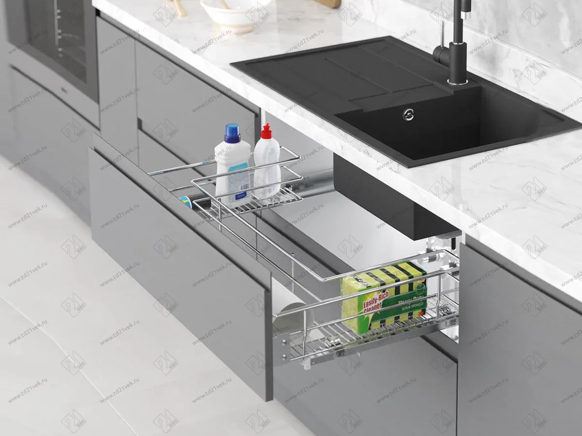 S-2353-C Выдвижная корзина под мойку с фасадным креплением в базу 800 мм, Starax, направляющие Blum Tandem, (750-770x502х165 мм) 1