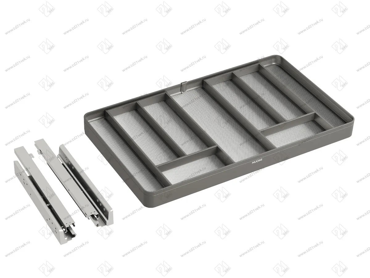 Пенал для столовых приборов выдвижной, в базу 600мм, 564-568x423x85 мм,  Encanto, серый 1