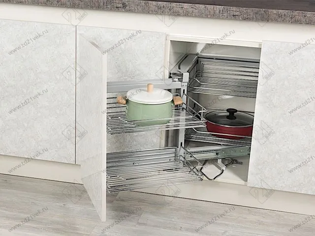 S-3072-C Волшебный угол с фасадным креплением в базу 500 мм, Starax, 2-х ярусный, (860-965х530х530 мм), правый 1