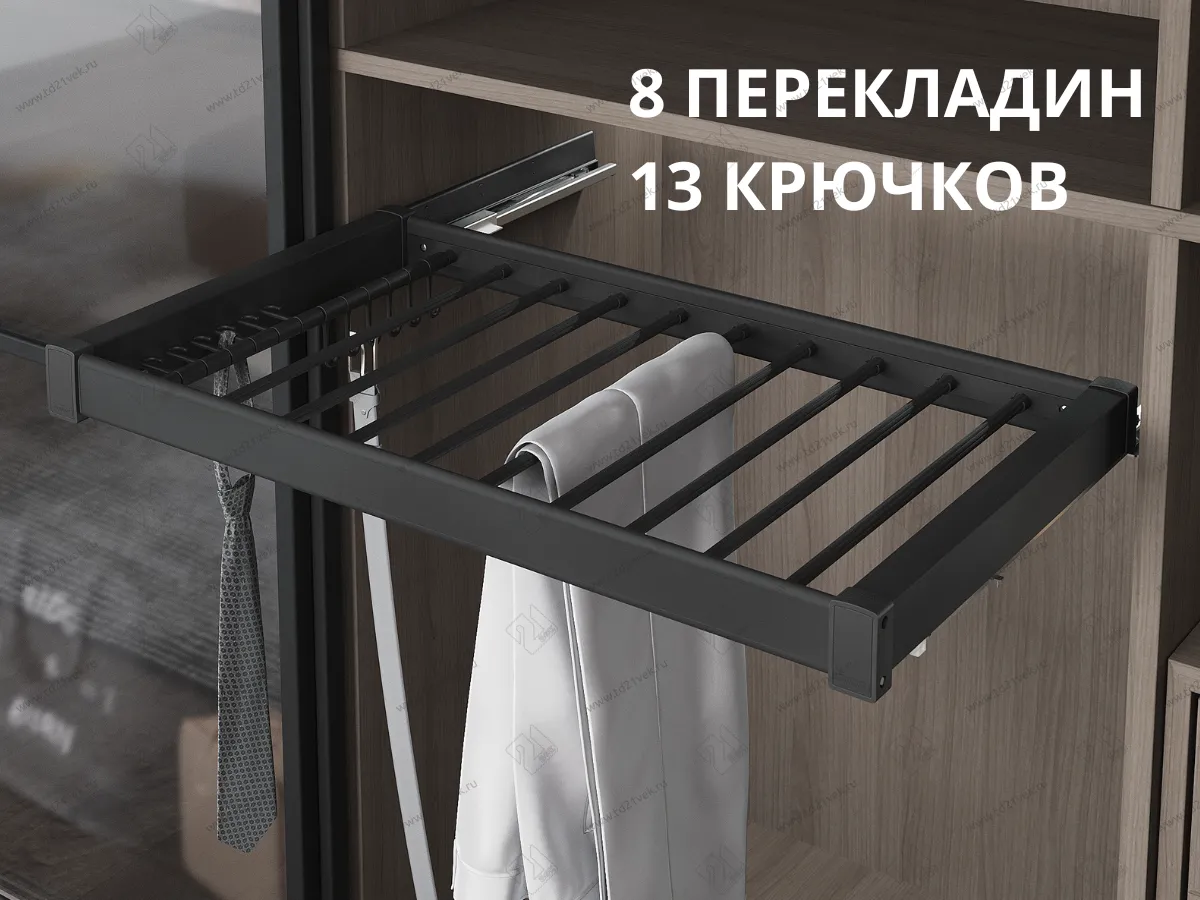 S-6708-A Брючница в базу 700 мм, Starax, (660-690х475х70 мм), направляющие Blum Tandem, антрацит 1