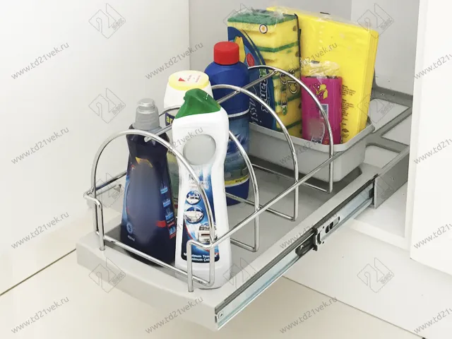 S-2393-G Корзина для бытовой химии в базу 350/400, Starax, (260*440*245 мм), серый 3