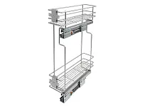 Бутылочница 150 правая (448х108х535мм) на скрытых направляющих с доводчиком, хром крашенный / двухуровневая корзина