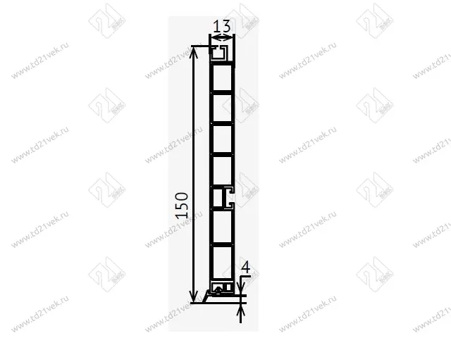 Цоколь кухонный 4м, алюминий шлифов, H-150  <10> 2