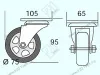 Опора колесная 381 нагрузка - 50 кг d=75, h=98 <100> превью 2
