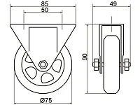 Опора колесная 385 нагрузка - 50 кг d=75, h=98 <100>