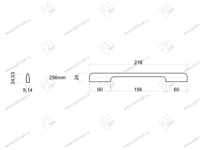 Ручка-скоба 256мм (L276мм) золото шлифованное 2