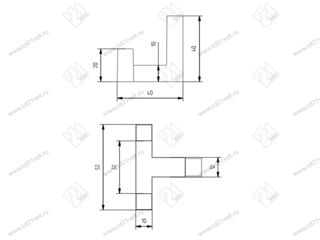 Пластиковый крючок, двухрожковый, малый, черный 2