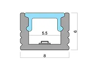 19.143.38.498 Профиль алюминиевый КСС SOLO 0806Т накладной 3м, диффузор молочн, 3+3 заглушки + 6 клипс.