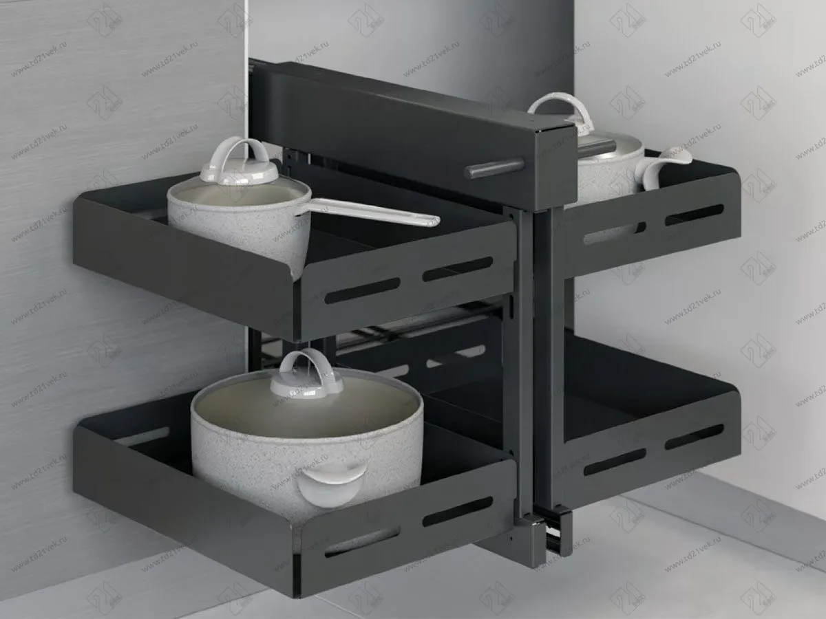 S-3009-UB-A Волшебный уголок Starax Unique Box 2-х.яр, шир. 500 (700х510х560 мм), с доводчиком, универсальный, антрацит 1