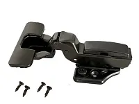 Петля вкладная 16мм (без пружины), 48мм, планка Н=2, 3D, CLIP-ON, 2 накладки+4 самореза, черный