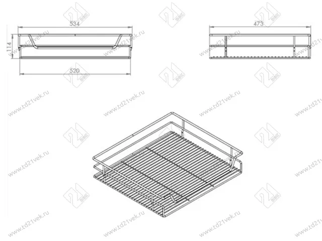 S-2336-A Выдвижная корзина на распашной фасад в базу 600 мм, Starax, направляющие Blum Tandem, (560-580х482х145 мм) 4