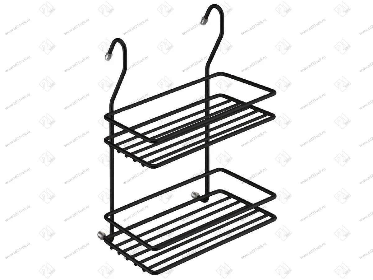 MX-066 BL  Полка двухъярусная малая, Д200 Ш135 В280, черный матовый <8 > 1
