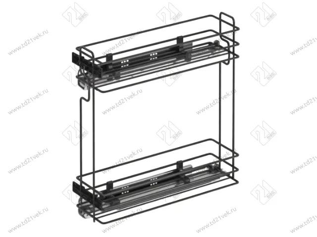 S-2441-08-A Бутылочница 200, Starax, 2-х ярусная, направляющие Blum Tandem, выдвижение 7/8, (151х475х495), левая, антрацит 2