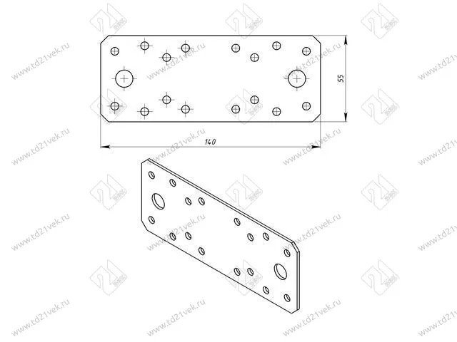 Пластина крепёжная 140*55*2.0, гоц <30> 2