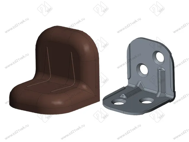 Уголок крепежный 24х24х25 мм, орех c пластиковой крышкой 1