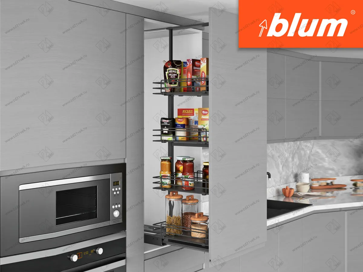 S-1959-A Шкаф-колонна в базу 300 мм, Starax, 6-ти ярусная, полки ДСП, (230х510х1700-1850 мм), антрацит 1