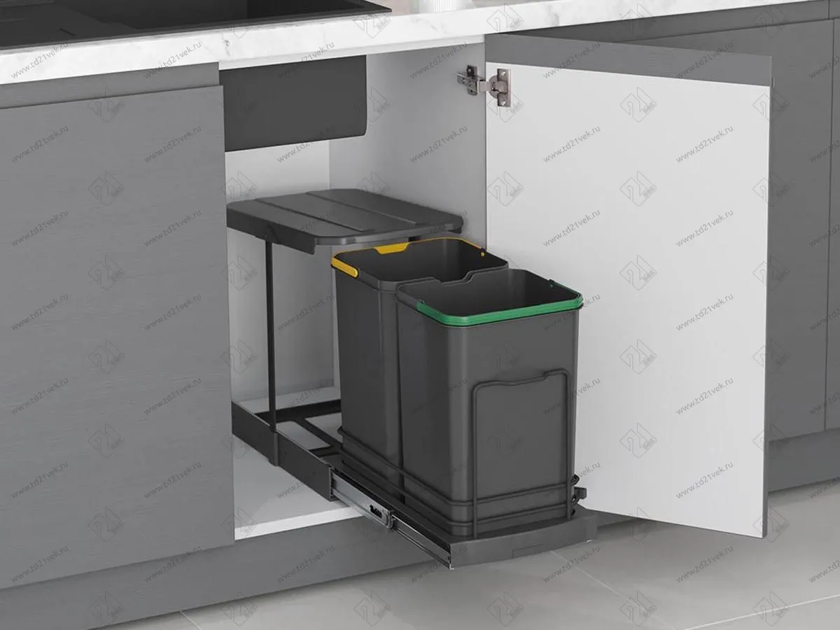 S-2392-A Система сортировки в базу 400 мм, Starax, 12+12 л, (260x440x400 мм), пластик, антрацит 1