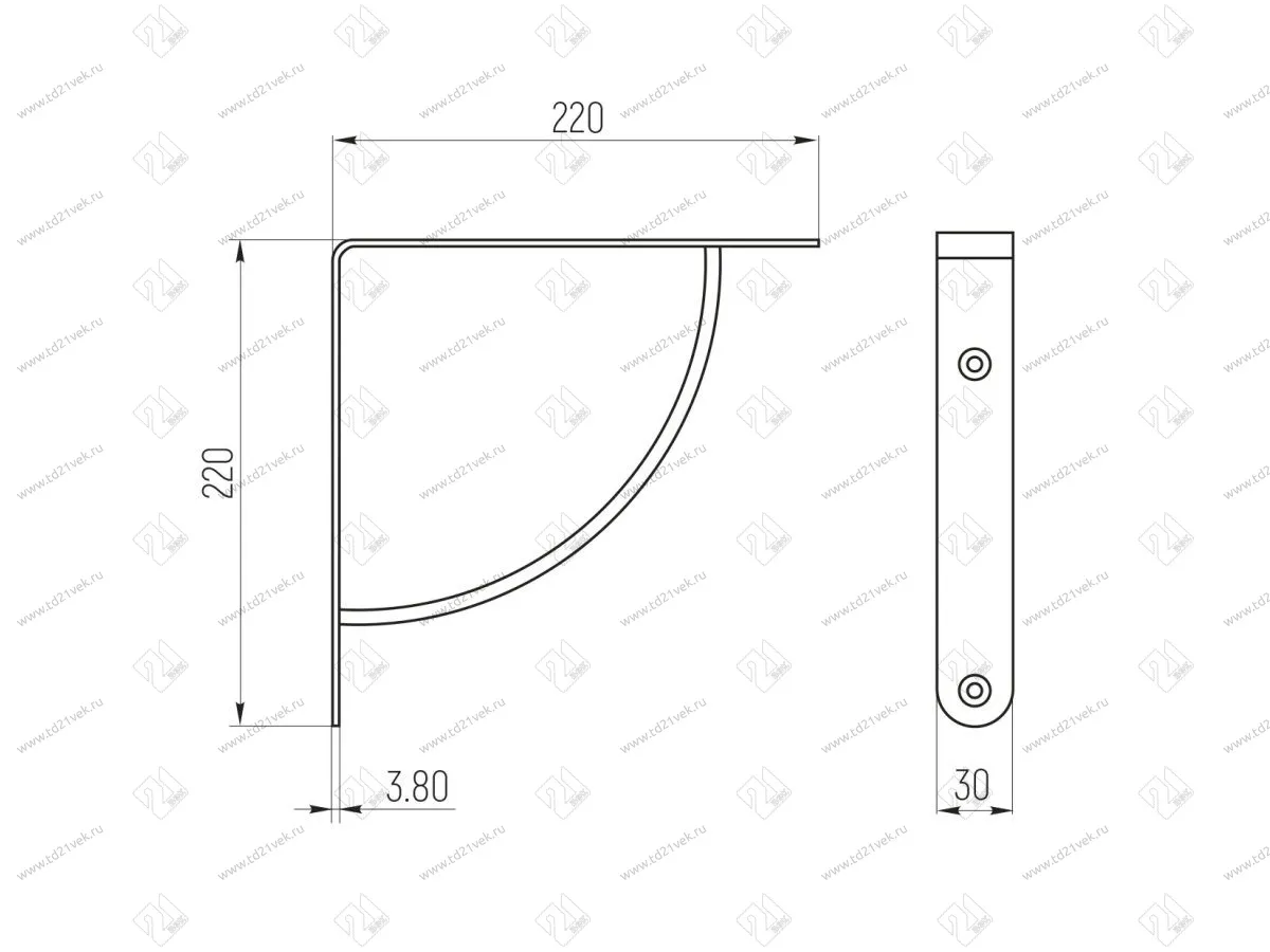 Кронштейн хромированный, сталь, выпуклый SH-018-01 <20> 2