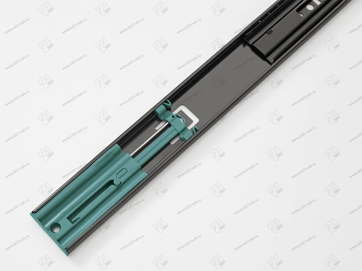 Направляющие шариковые 450мм, h45, с доводчиком, черный, нагрузка 35 кг 2