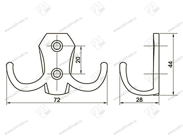 KR0020 SС Крючок мат. хром <70/350> 2