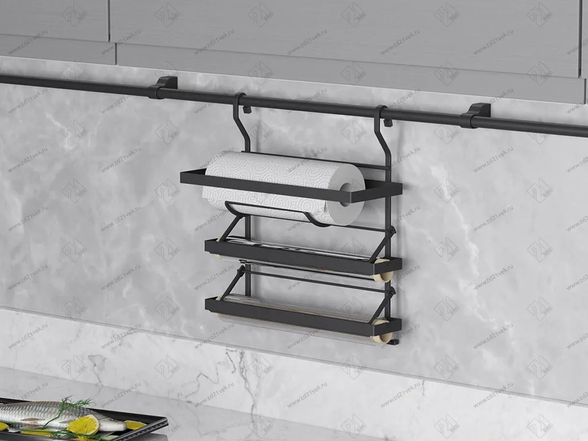S-4129-A Полка для бумажных полотенец, Starax, 3-х уровневая, (330х140х360 мм), антрацит 1