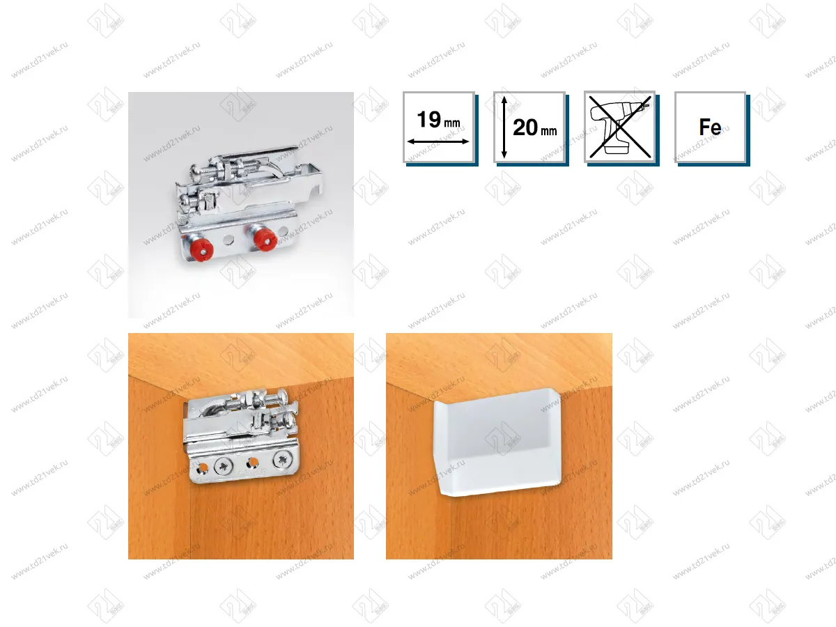 Навес усиленный до 140 кг (1 компл.= 2 навеса, 2 площадки, 2 заглушки белые, саморезы), P1801 3