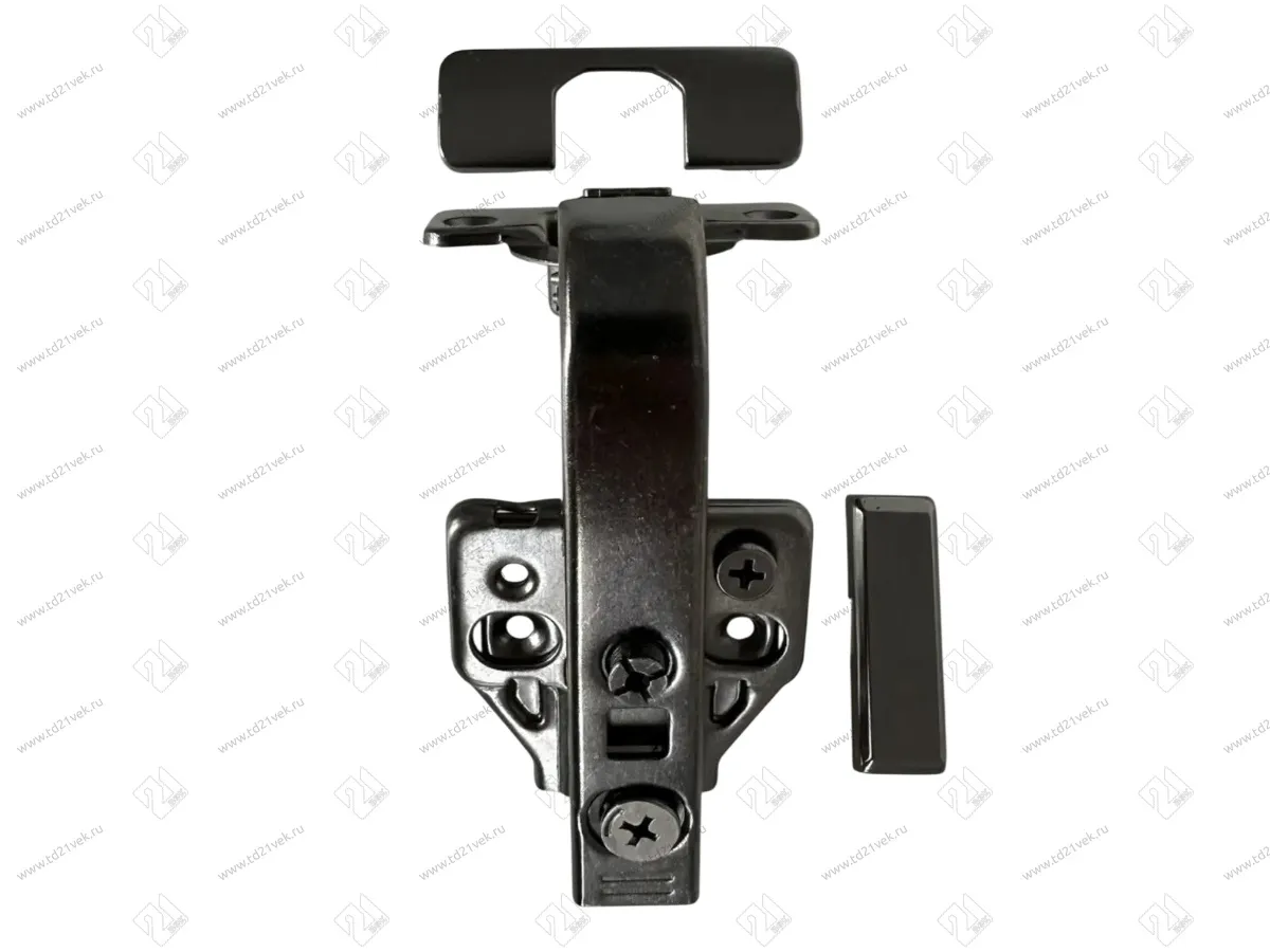 Петля угловая 90°, 48мм, планка Н=2, 3D, CLIP-ON, 2 накладки+4 самореза., с доводчиком, черный 2