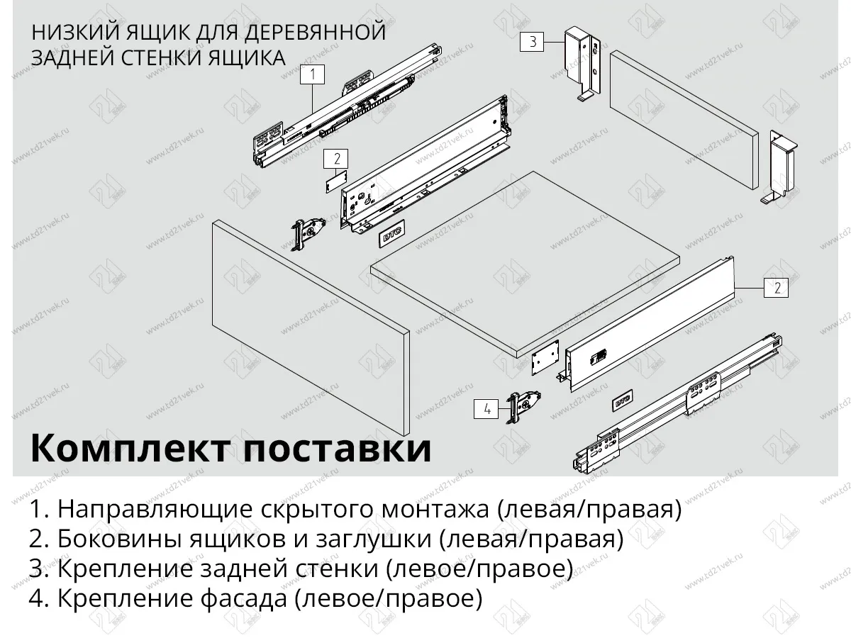 Комплект ящика Dragon-Pro, Soft-Close, L400 мм, H95 мм, нагрузка 40 кг, белый, с доводчиком 2