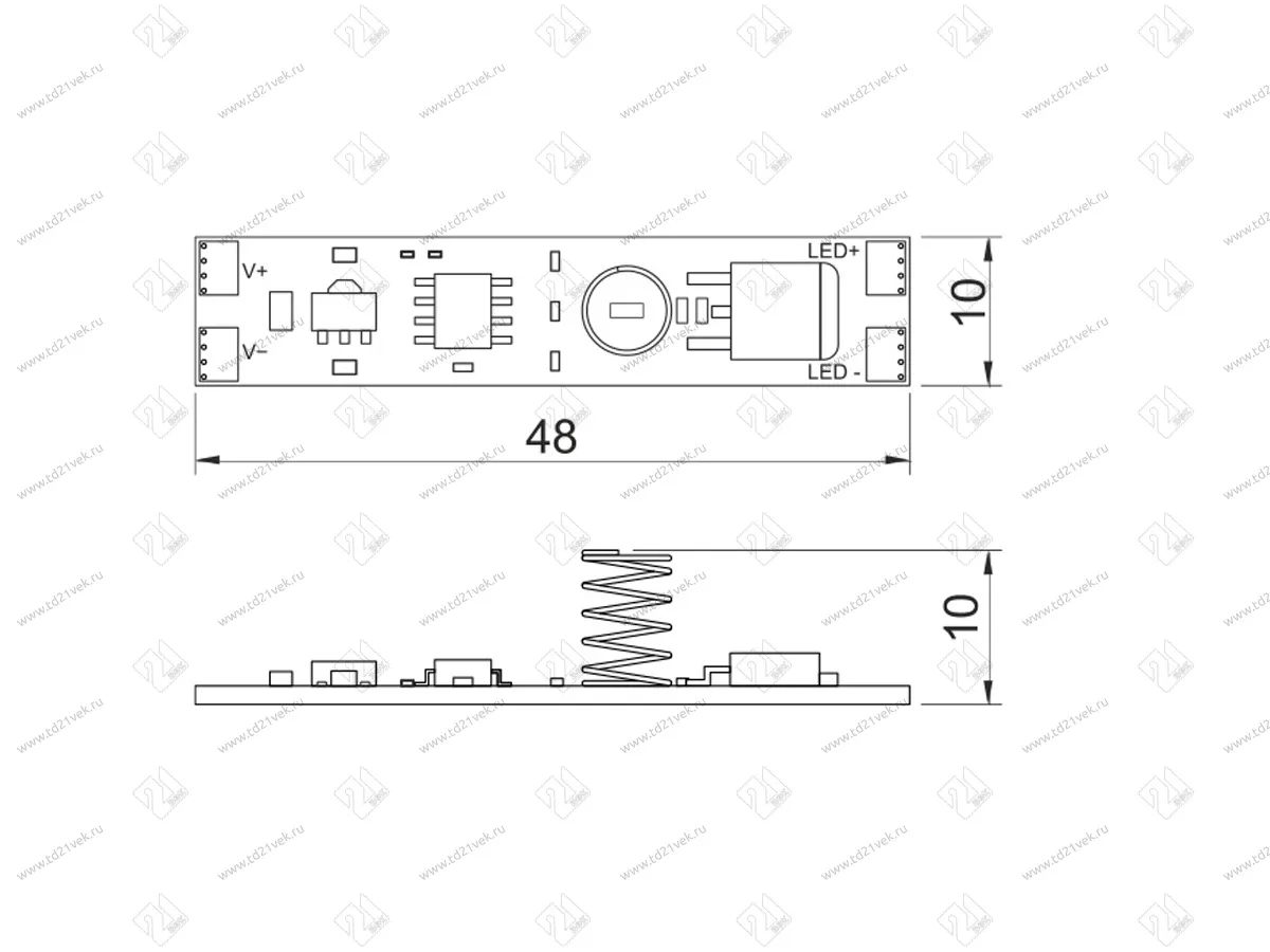 08.800.00.325 Сенсорный выключатель на касание DPs-2 с пружиной, диммируемый,  встраиваемый 12В-24В 4