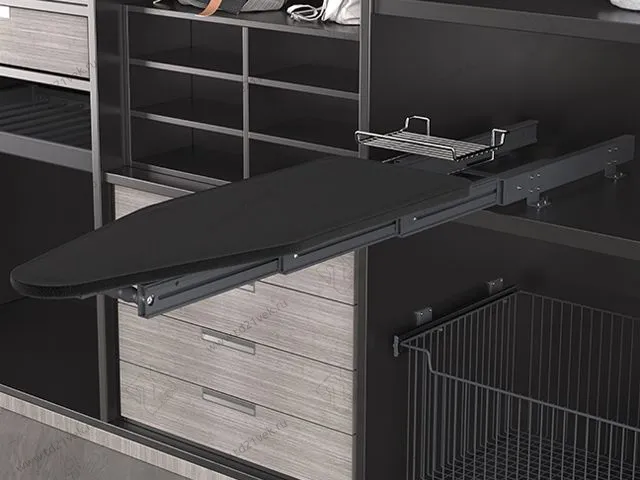 S-6616-A Выдвижная гладильная доска с фасадом в 400 базу, Starax, антрацит 1