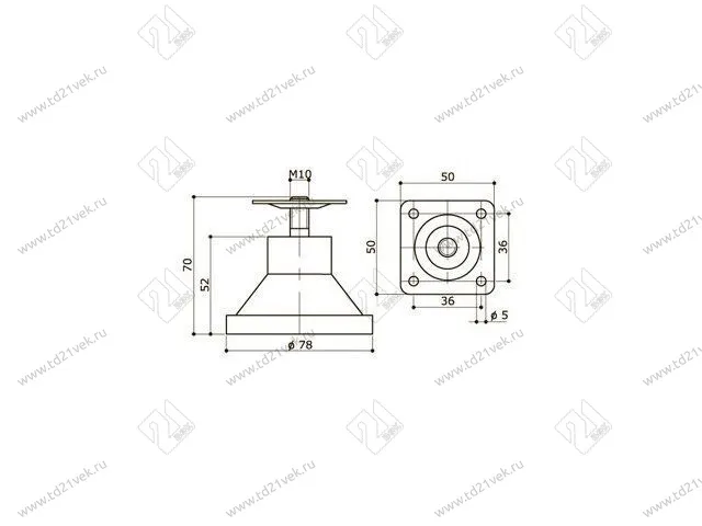Опора "Грибок" А008/2010 d=74 h=70 (черный) siyah <250> 2