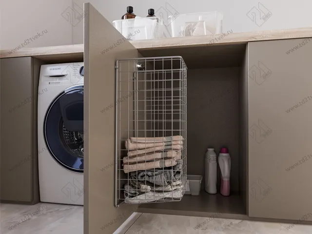 Корзина для белья в базу 400 мм, 340х525х230 мм, металлик, с креплением на дверцу, крепёж 4 шт. в комплекте 3