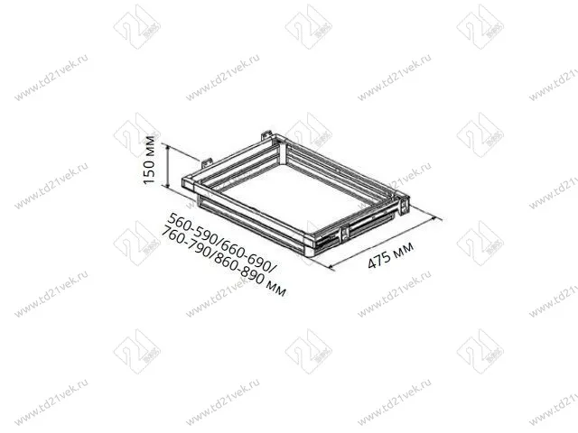 S-6704-A Корзина для белья в базу 900 мм, Starax, (860-890х475х150 мм), антрацит 3