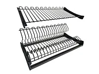 Сушка для посуды 500мм двухуровневая, 2 поддона, антрацит, плоский прут, для ДСП 16мм, 468х275х209 мм