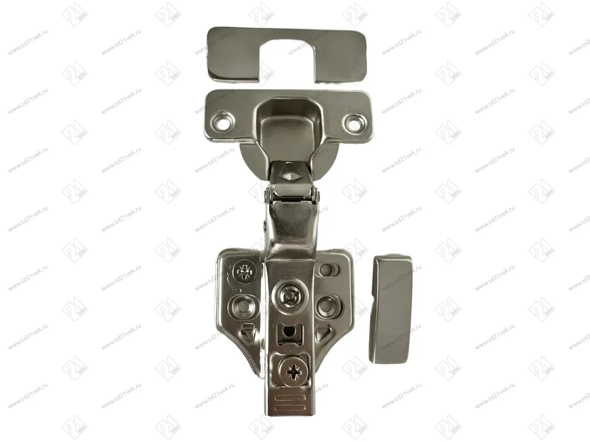 Петля вкладная 16мм (без пружины) 48мм, планка Н=2, 3D, CLIP-ON, 2 накладки+4 самореза, никель 2