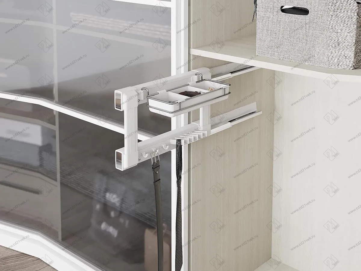 S-6726-W Вешалка для галстуков и ремней с органайзером, Starax, (400х475х290 мм), левая, белая 1