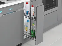 S-2423-A Бутылочница 200, Starax, 2-х ярусная, направляющие Blum Tandem, (151х475х495 мм), частичное выдвижение, правая, антрацит