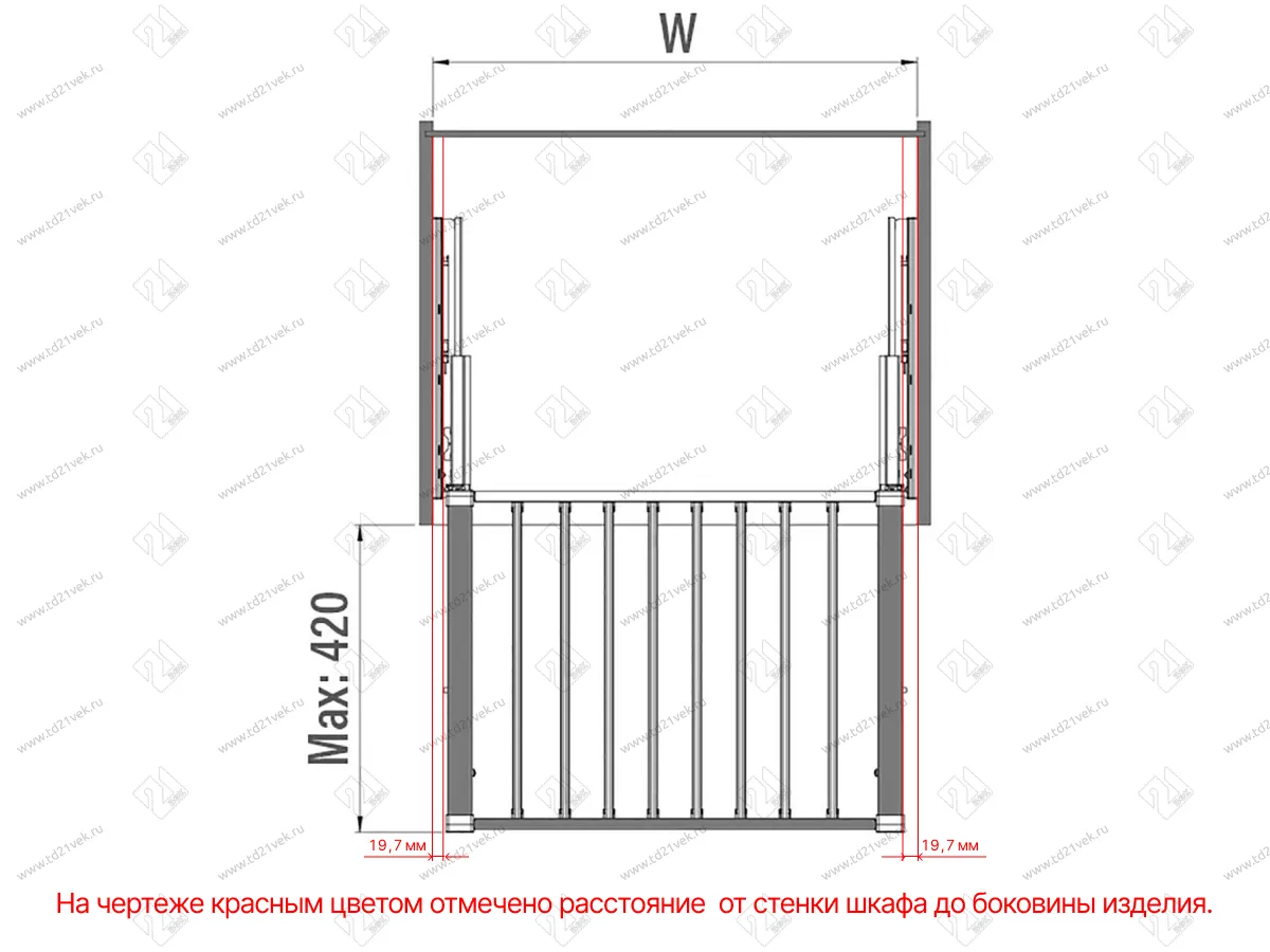 S-6708-A Брючница в базу 700 мм, Starax, (660-690х475х70 мм), направляющие Blum Tandem, антрацит 3
