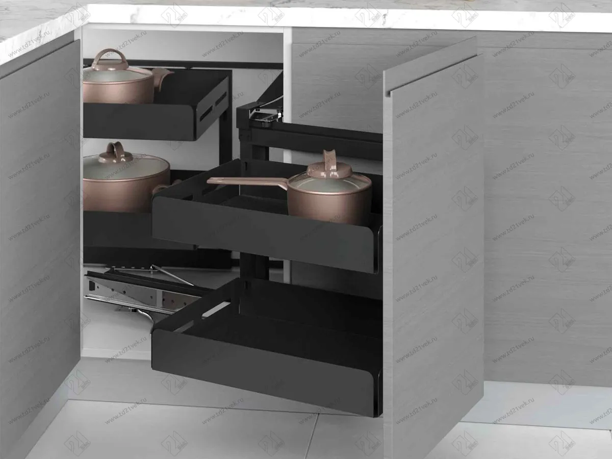 S-3002-UB-A Волшебный угол Starax Unique Box 2-х.ярусный, шир. 450 (860-965х530х530 мм), правый, антрацит 1